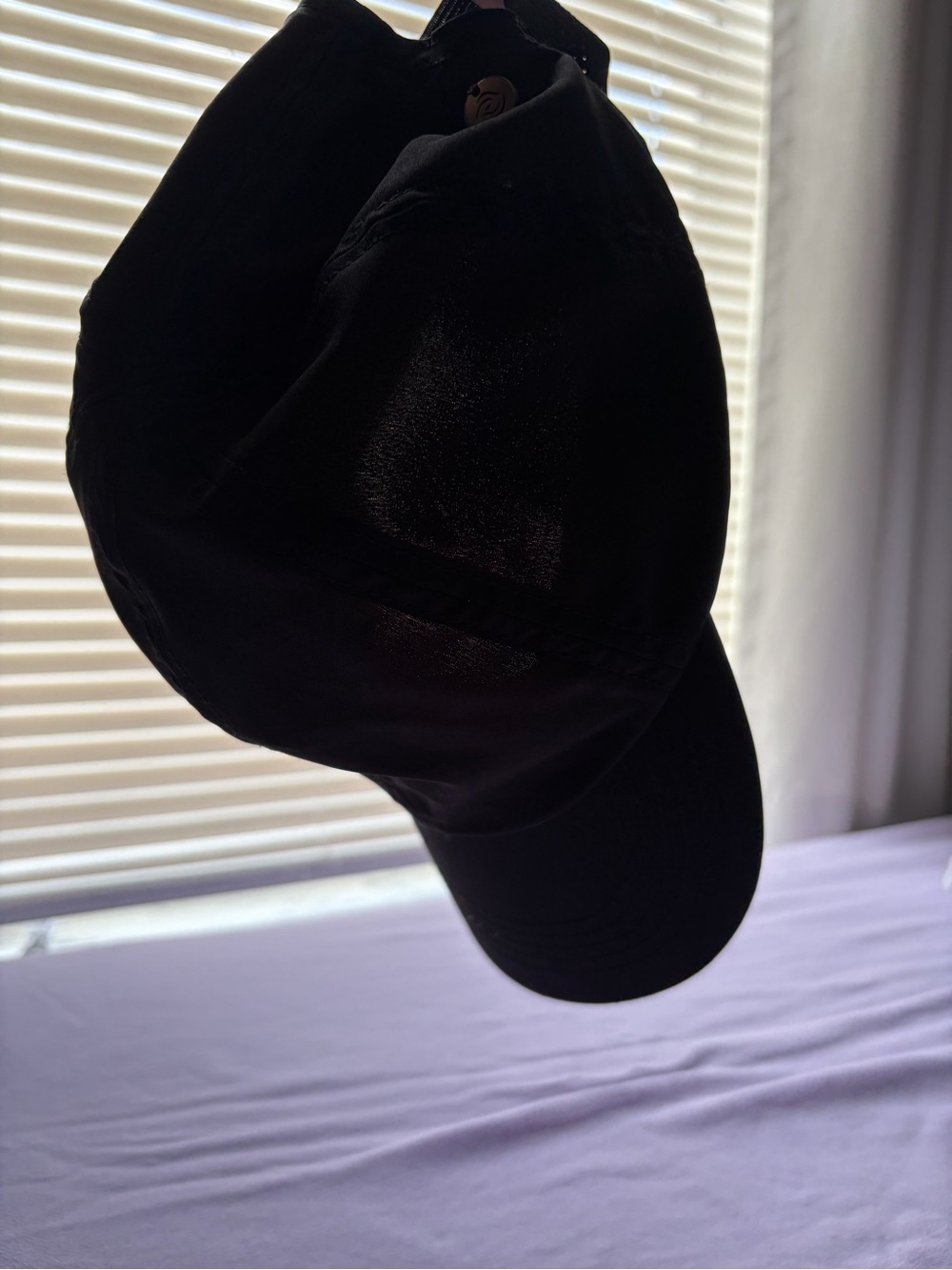 Black Ruched Elastic-Back Cap - Picture 5 of 5